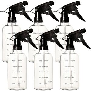 3 Clear Spray Bottles with Black Nozzles
